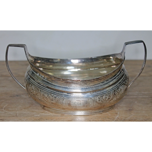 85 - A George III Irish silver twin handle sugar bowl, full maker's mark indistinct second initial 'B', D... 