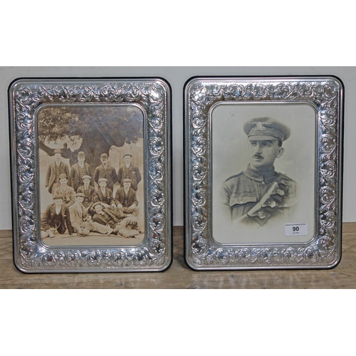 90 - A pair of large modern Italian photograph frames, 26cm x 33cm, both marked '925'.