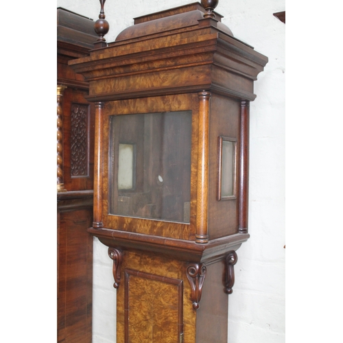 24 - A fine quality 18th century walnut long case clock (case only), probably London, height 220cm.