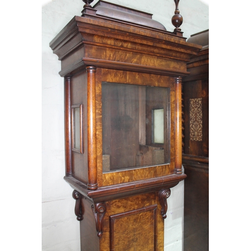 24 - A fine quality 18th century walnut long case clock (case only), probably London, height 220cm.