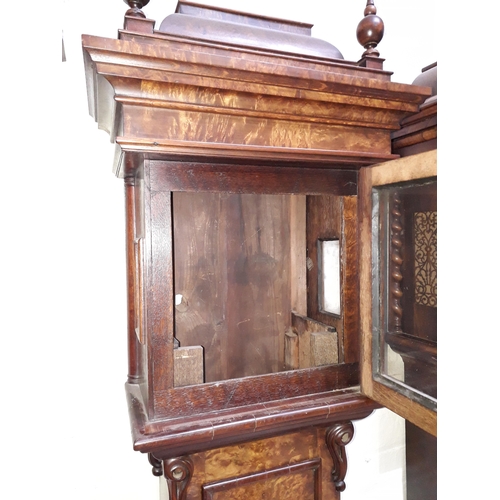 24 - A fine quality 18th century walnut long case clock (case only), probably London, height 220cm.