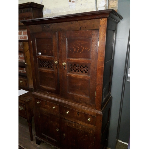 66 - An 18th century and later oak cabinet, width 107cm, depth 47cm & height 190cm.