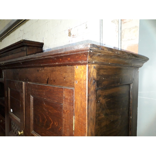 66 - An 18th century and later oak cabinet, width 107cm, depth 47cm & height 190cm.