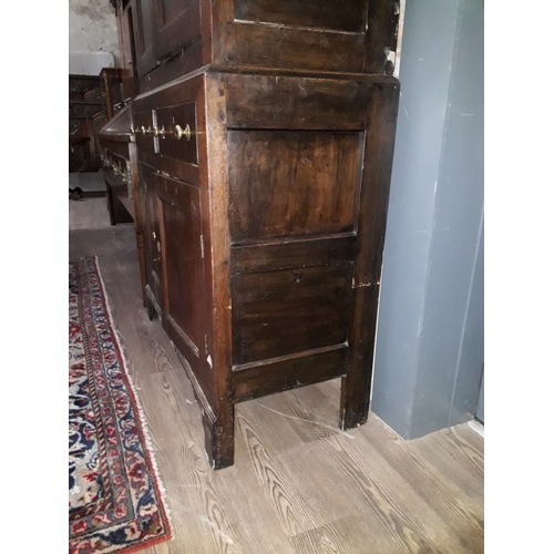 66 - An 18th century and later oak cabinet, width 107cm, depth 47cm & height 190cm.