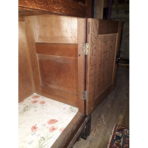 66 - An 18th century and later oak cabinet, width 107cm, depth 47cm & height 190cm.