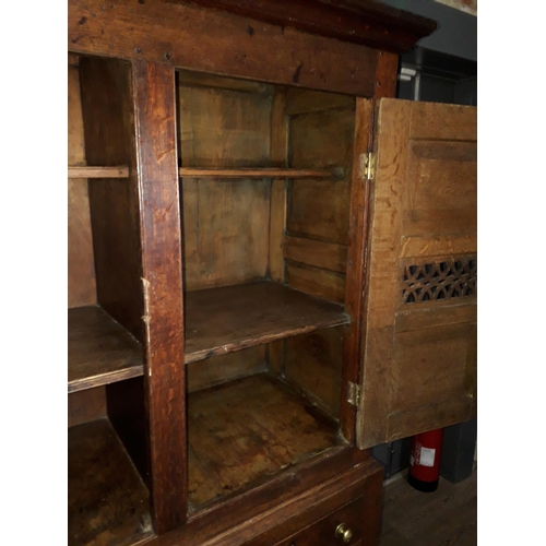 66 - An 18th century and later oak cabinet, width 107cm, depth 47cm & height 190cm.