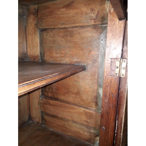 66 - An 18th century and later oak cabinet, width 107cm, depth 47cm & height 190cm.