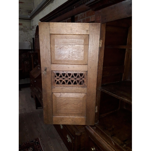 66 - An 18th century and later oak cabinet, width 107cm, depth 47cm & height 190cm.