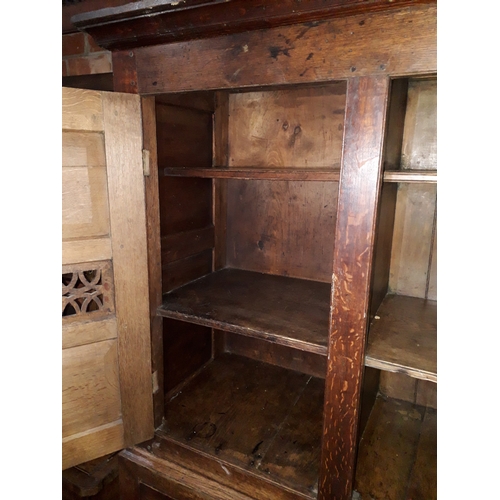 66 - An 18th century and later oak cabinet, width 107cm, depth 47cm & height 190cm.