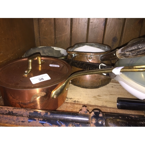 38 - Copper and brass pans