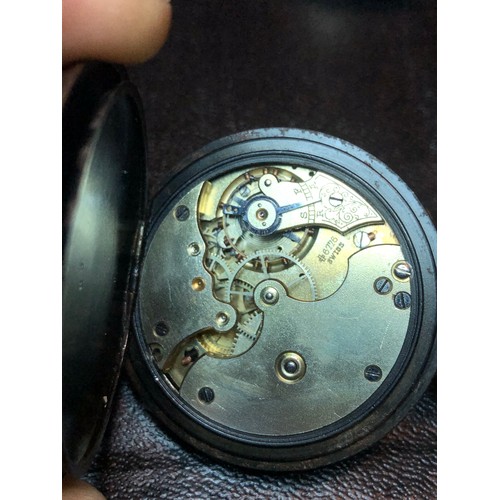 114 - A gun metal calendar moonphase keyless pocket watch having Roman numerals, day, date, month and seco... 