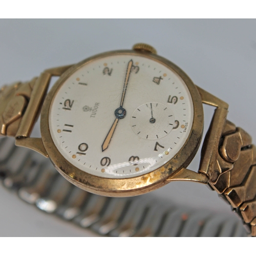 126 - A hallmarked 9ct gold British Rail presentation Rolex Tudor wristwatch with signed white dial, Arabi... 