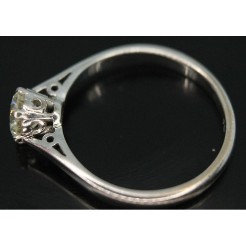 178 - A diamond solitaire ring, the round brilliant cut stone weighing approx. 0.67 carats (estimated) in ... 