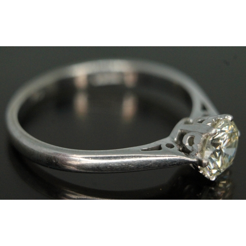 178 - A diamond solitaire ring, the round brilliant cut stone weighing approx. 0.67 carats (estimated) in ... 