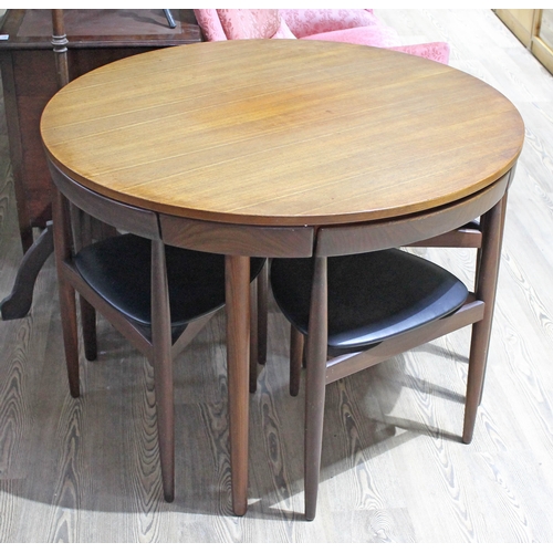 68 - A Danish teak dining table and chairs designed by Hans Olsen for Frem Rojle, diam. 105.5cm & height ... 