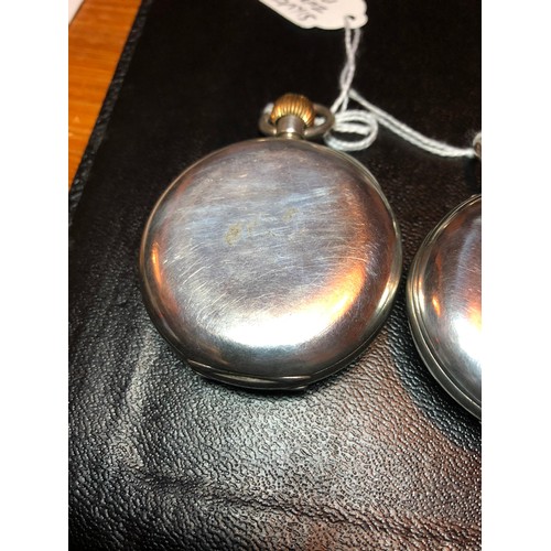 115 - A silver Zenith pocket watch marked .925 for repair together with a nickel plated Russells of Liverp... 