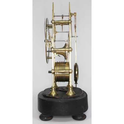 2 - A Gothic arch style brass skeleton clock of small proportions, the chapter ring with Roman numerals ... 