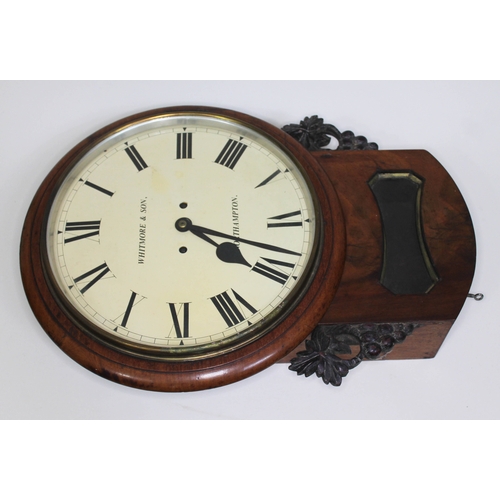 40 - A 19th century drop dial double fusee wall clock, the 12