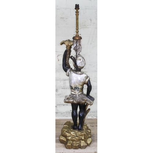 252 - A painted wood Blackamoor figural lamp, height (including fitting) 98cm.