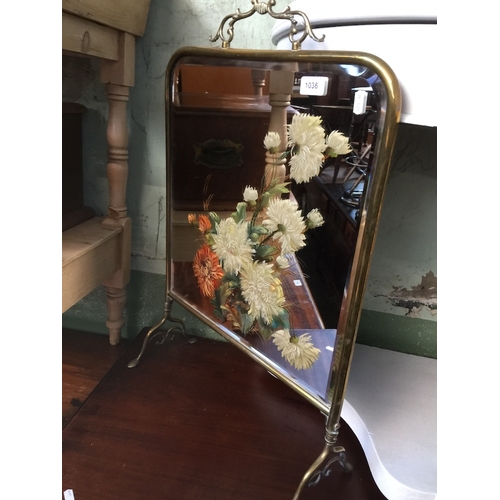 836 - A brass framed picture/mirror fire screen