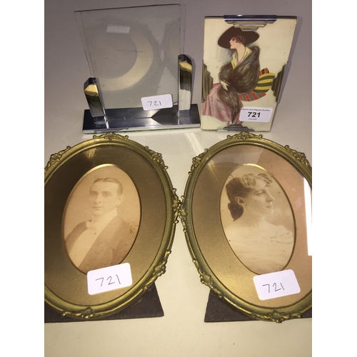 528 - 2 vintage 1930's art deco photo frames and 2 oval photo frames.