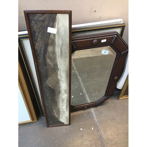 782 - Beaded oak mirror and narrow print