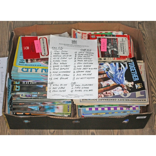 269 - A box of football programmes comprising:

 Manchester City programme collection

Date
Fixture
Compet... 