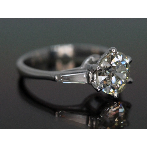 210A - A diamond solitaire ring, the old european cut diamond weighing approx. 1.86 carats (estiamted), dia... 