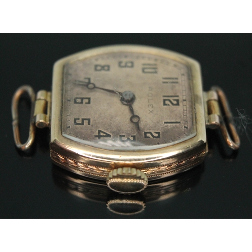 111 - A 1920s Rolex Prima 9ct gold ladies wristwatch having signed guilloche dial with Arabic numerals and... 