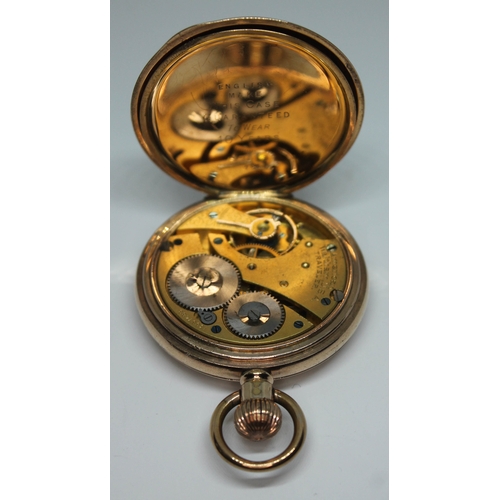 113 - A 1904 gold plated Waltham Traveller full hunter pocket watch having white enamel dial signed 'John ... 