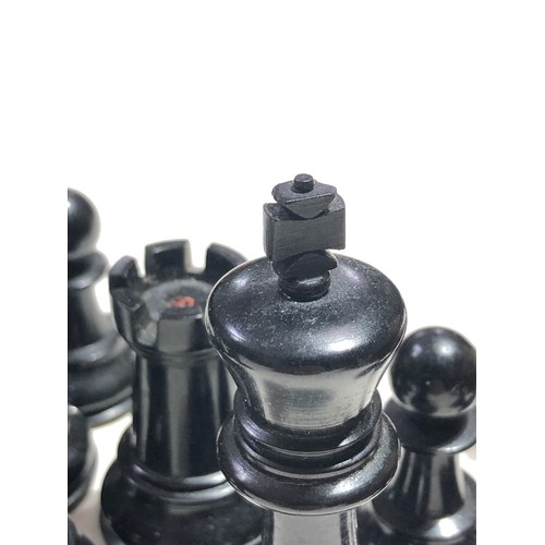 236 - A complete Jaques & Son Staunton pattern chess set, weighted boxwood and ebony pieces, both kings si... 