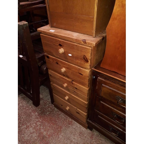 867 - A pine chest of drawers, width 48cm, depth 46cm & height 97cm.