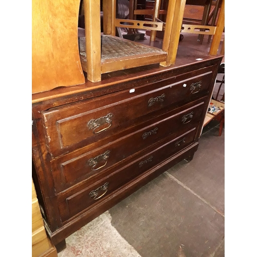 870 - A chest of three drawers crica 1900, later top.