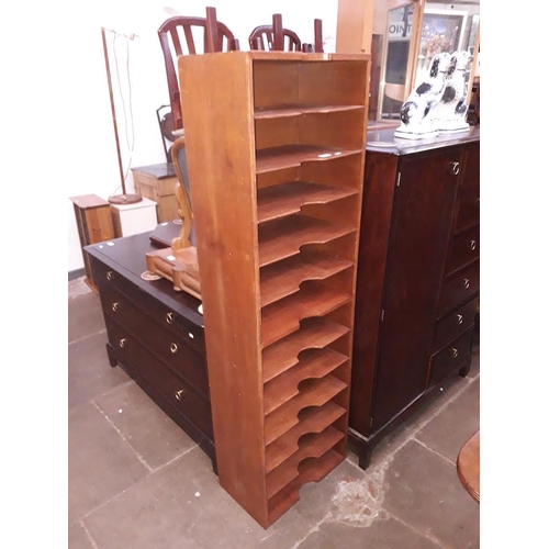 875 - A tall plywood record cabinet, height 152cm.