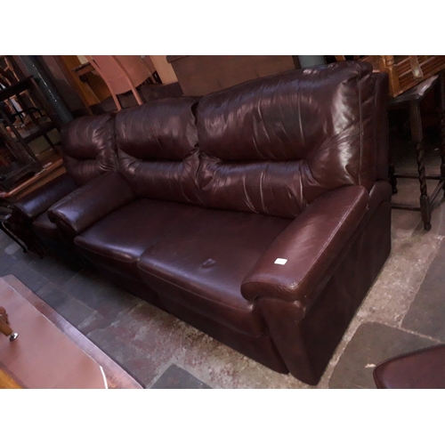 884 - A G-Plan three piece brown leather suite