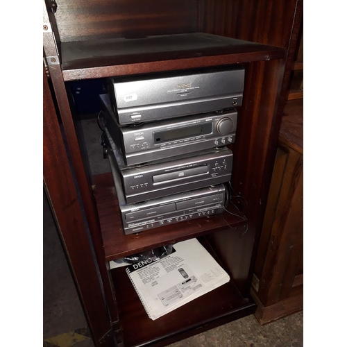 959 - A mahogany hifi cabinet including Denon hifi