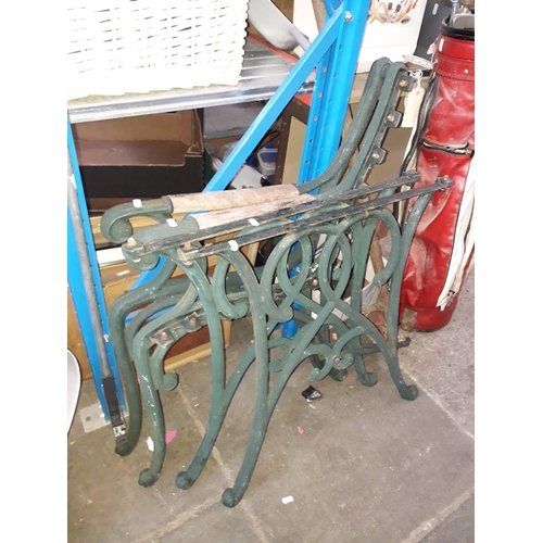 991 - Cast iron bench ends and two table legs