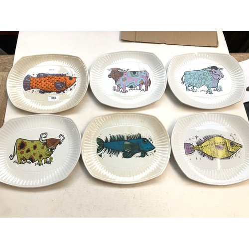 986 - Six vintage Ironstone plates each with a stylised animal.