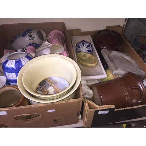 710 - Two boxes of ceramics including oriental etc.