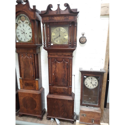 65 - A 19th century mahogany Ormskirk long case clock case, height 230cm.