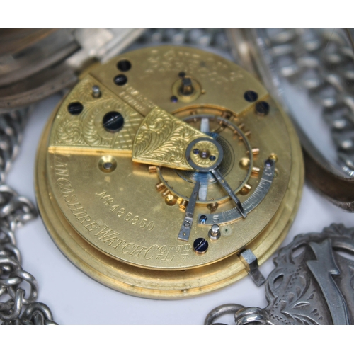 101 - A late Victorian hallmarked silver pocket watch together with a hallmarked silver Albert chain with ... 