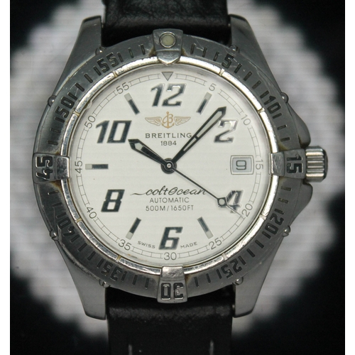 107 - A stainless steel Breitling Colt Ocean automatic wristwatch, ref. A17050, the champagne signed dial ... 