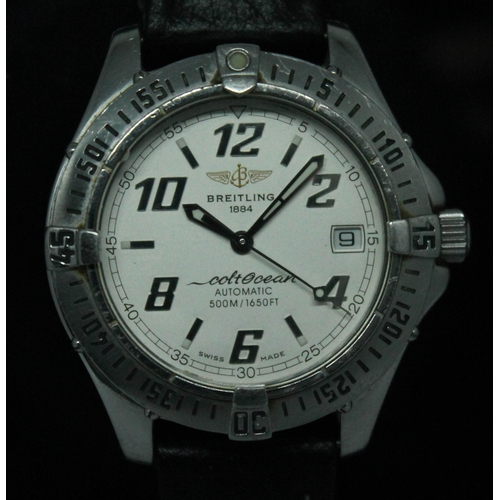 107 - A stainless steel Breitling Colt Ocean automatic wristwatch, ref. A17050, the champagne signed dial ... 