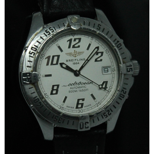 107 - A stainless steel Breitling Colt Ocean automatic wristwatch, ref. A17050, the champagne signed dial ... 