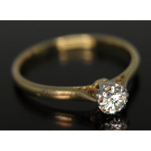 114 - A diamond solitaire ring, the modern round brilliant cut stone weighing approx. 0.20 carats, band ma... 