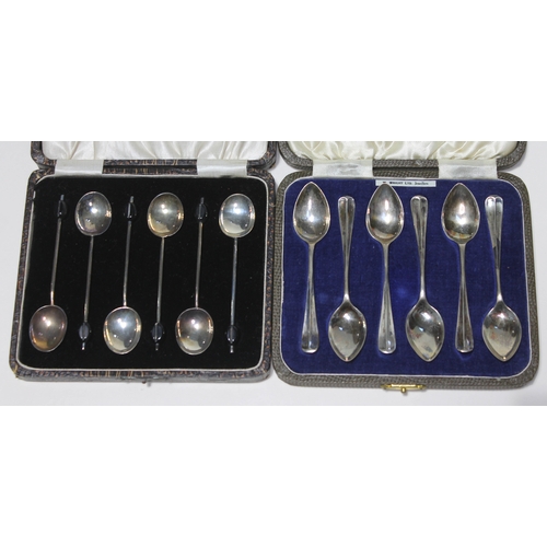 259 - Two cased sets of hallmarked silver teaspoons.