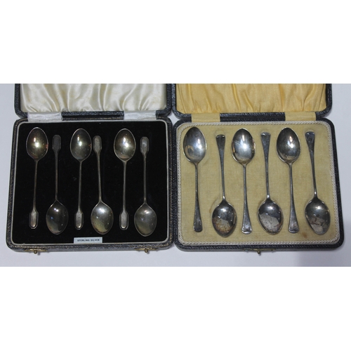 260 - Two cased sets of hallmarked silver teaspoons.