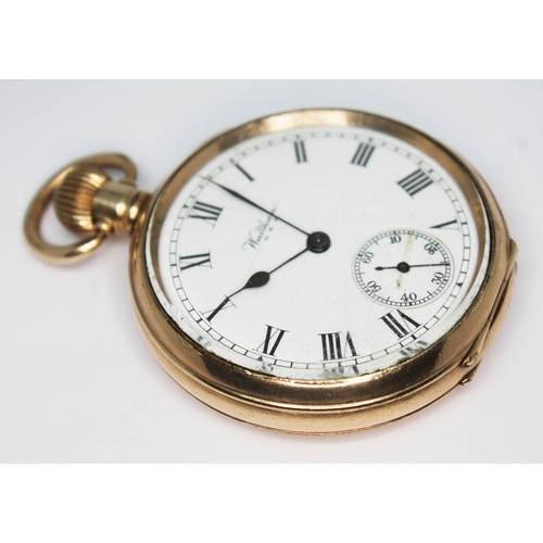 267 - A gold plated Waltham pocket watch circa 1926, the signed white enamel dial having Roman numerals, s... 