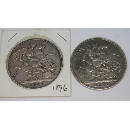 277 - Two Victoria Jubilee head crowns 1896