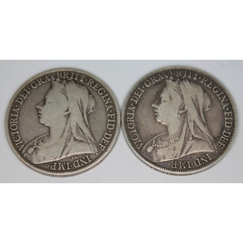 279 - Two Victoria old head crowns 1894